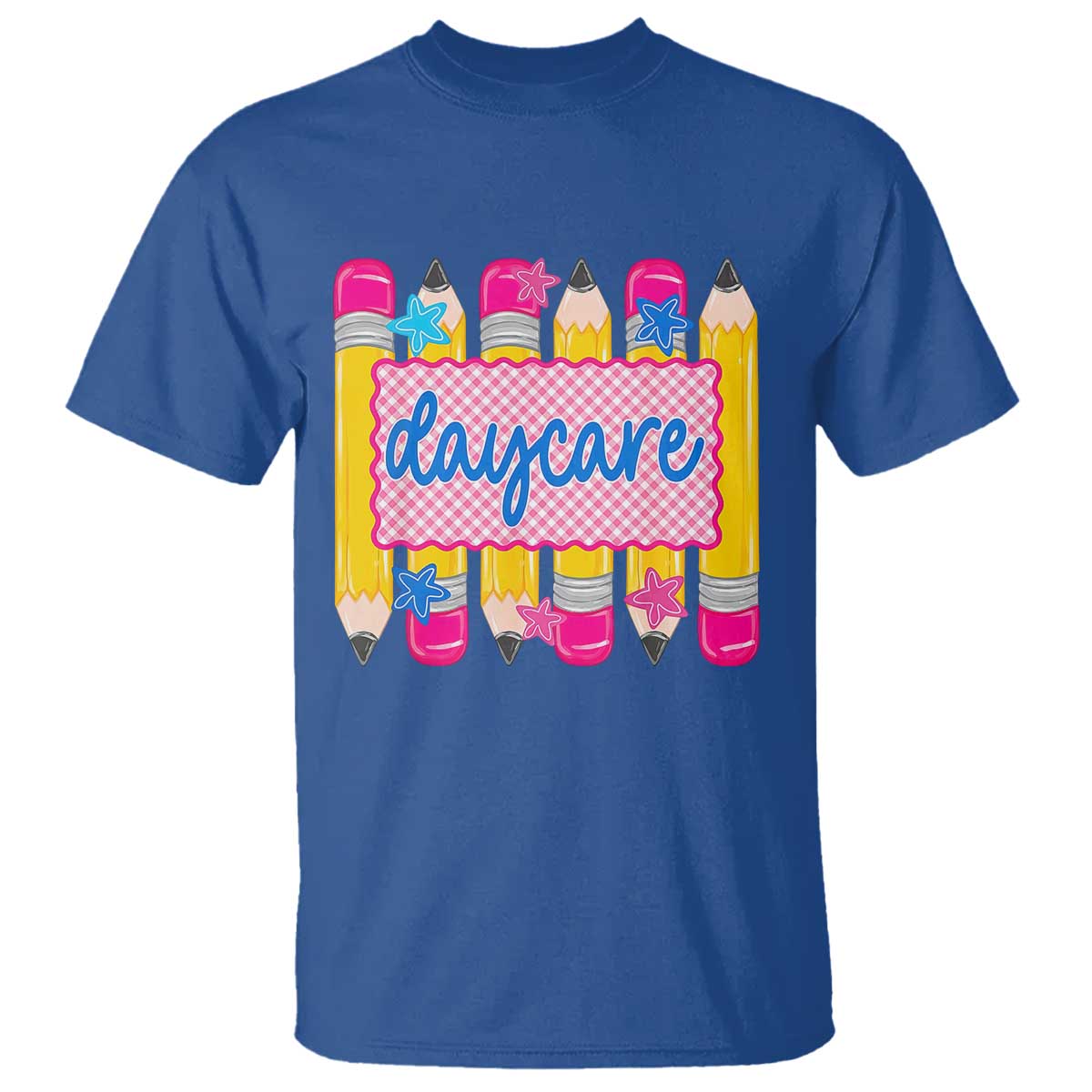 Cute Daycare Teacher Yellow Pencils Graphic T Shirt Retro Back to School Childcare Gift