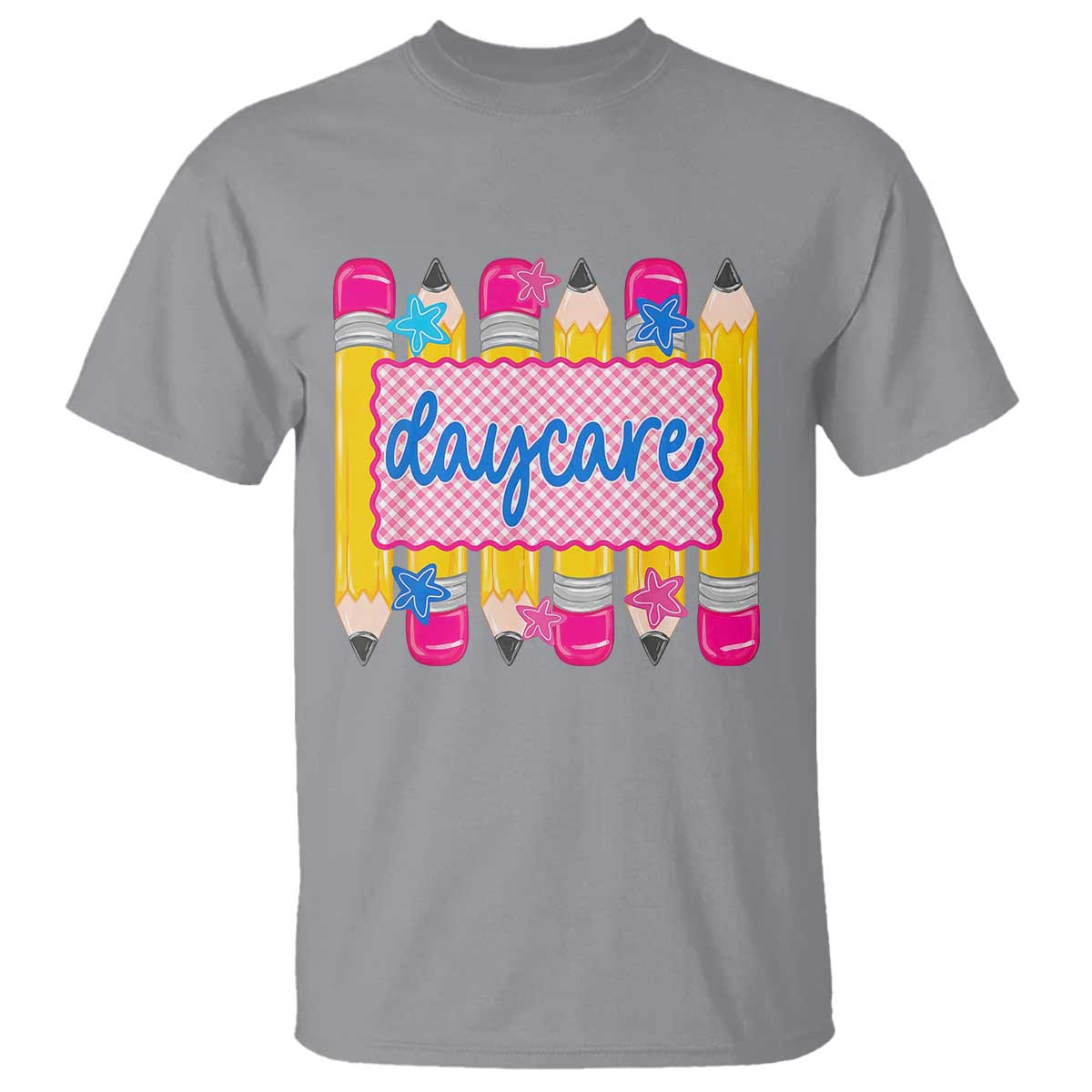 Cute Daycare Teacher Yellow Pencils Graphic T Shirt Retro Back to School Childcare Gift