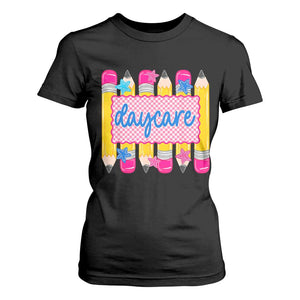 Cute Daycare Teacher Yellow Pencils Graphic T Shirt For Women Retro Back to School Childcare Gift