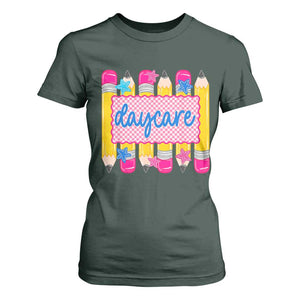 Cute Daycare Teacher Yellow Pencils Graphic T Shirt For Women Retro Back to School Childcare Gift