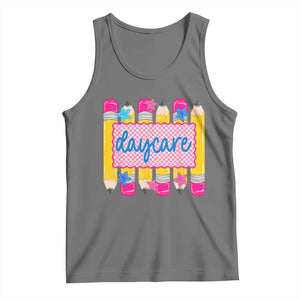 Cute Daycare Teacher Yellow Pencils Graphic Tank Top Retro Back to School Childcare Gift