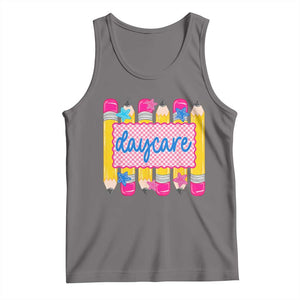 Cute Daycare Teacher Yellow Pencils Graphic Tank Top Retro Back to School Childcare Gift