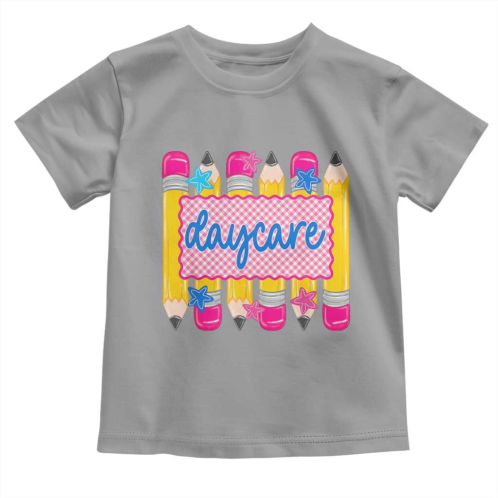 Cute Daycare Teacher Yellow Pencils Graphic Toddler T Shirt Retro Back to School Childcare Gift