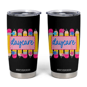 Cute Daycare Teacher Yellow Pencils Graphic Tumbler Cup Retro Back to School Childcare Gift