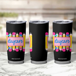 Cute Daycare Teacher Yellow Pencils Graphic Tumbler Cup Retro Back to School Childcare Gift
