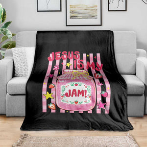 Cute Christian Faith Preppy Graphic Throw Blanket Jesus Is My Jam Strawberry Fruit Jar