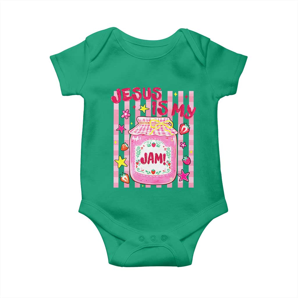 Cute Christian Faith Preppy Graphic Baby Onesie Jesus Is My Jam Strawberry Fruit Jar