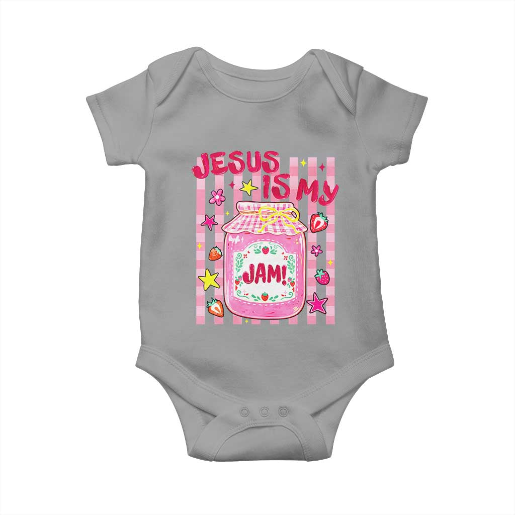 Cute Christian Faith Preppy Graphic Baby Onesie Jesus Is My Jam Strawberry Fruit Jar
