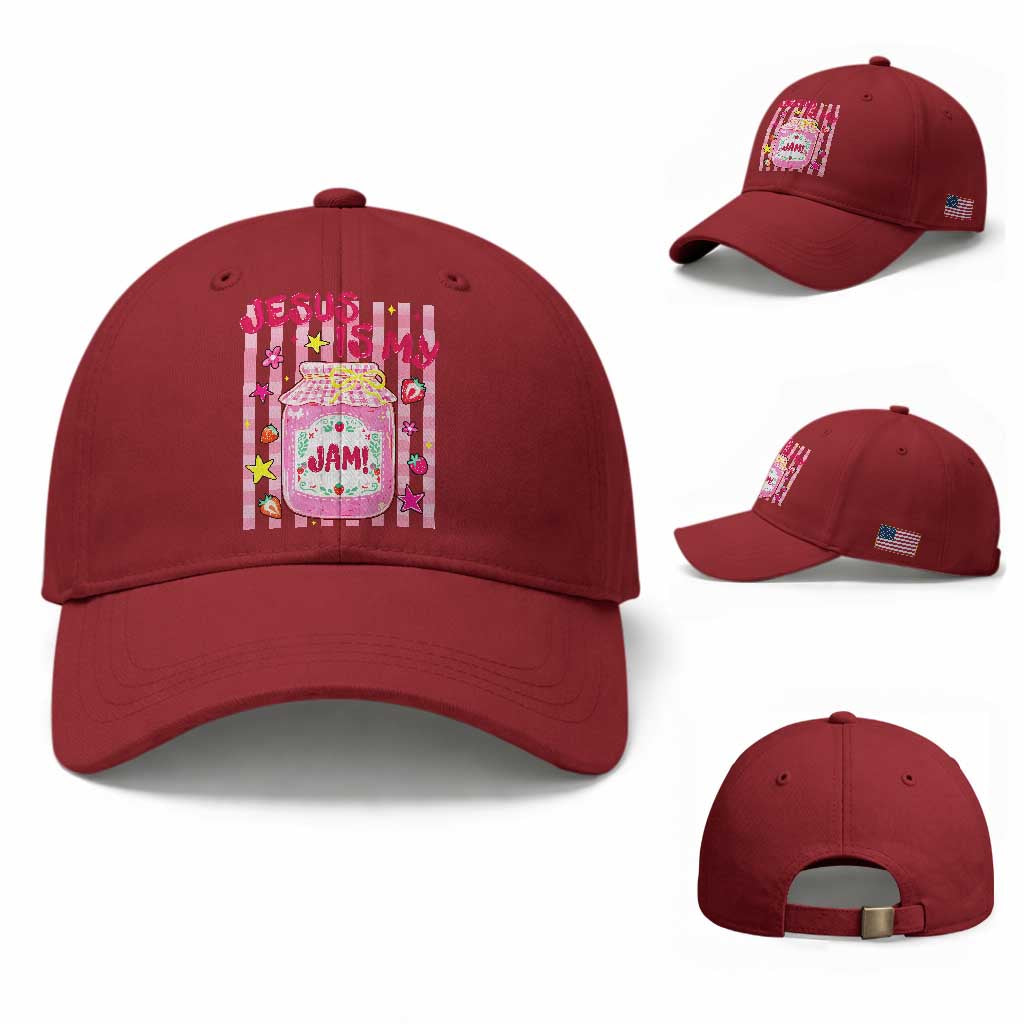 Cute Christian Faith Preppy Graphic Baseball Cap Jesus Is My Jam Strawberry Fruit Jar