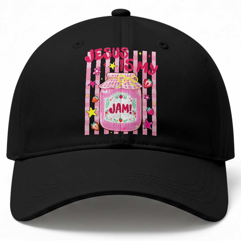 Cute Christian Faith Preppy Graphic Baseball Cap Jesus Is My Jam Strawberry Fruit Jar TS02 Print Your Wear