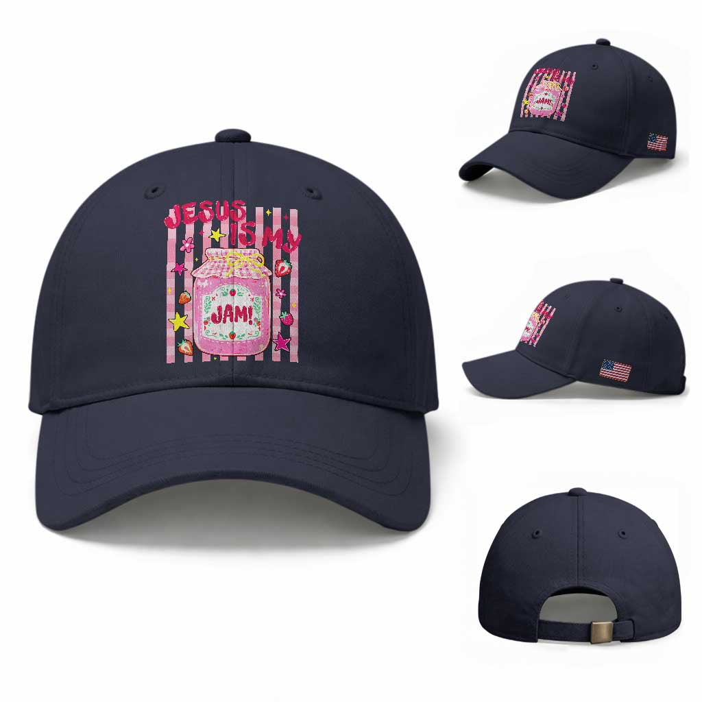 Cute Christian Faith Preppy Graphic Baseball Cap Jesus Is My Jam Strawberry Fruit Jar
