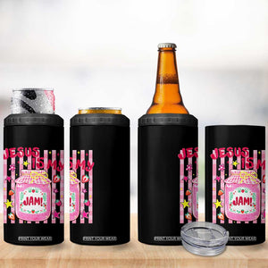Cute Christian Faith Preppy Graphic 4 in 1 Can Cooler Tumbler Jesus Is My Jam Strawberry Fruit Jar