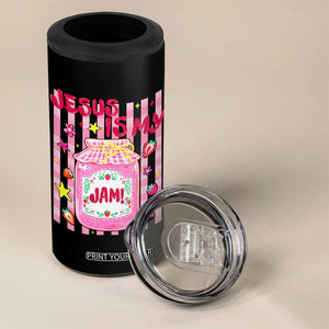 Cute Christian Faith Preppy Graphic 4 in 1 Can Cooler Tumbler Jesus Is My Jam Strawberry Fruit Jar