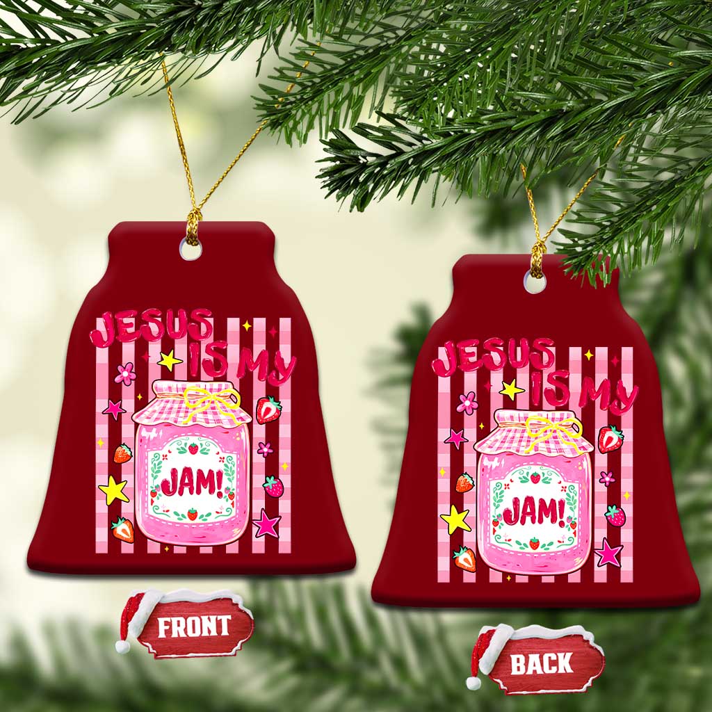 Cute Christian Faith Preppy Graphic Ceramic Ornament Jesus Is My Jam Strawberry Fruit Jar