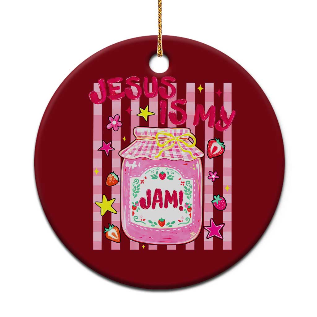 Cute Christian Faith Preppy Graphic Ceramic Ornament Jesus Is My Jam Strawberry Fruit Jar TS02 1pc Red Print Your Wear