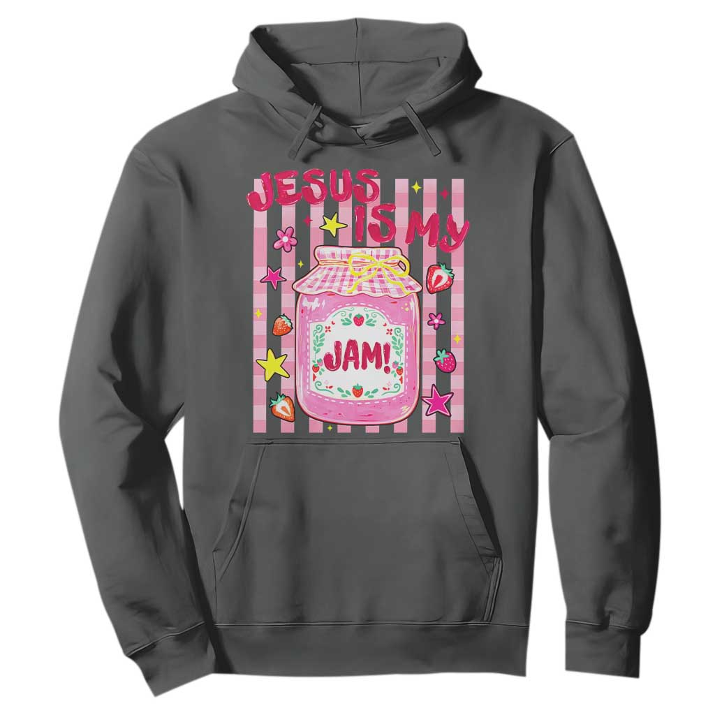 Cute Christian Faith Preppy Graphic Hoodie Jesus Is My Jam Strawberry Fruit Jar