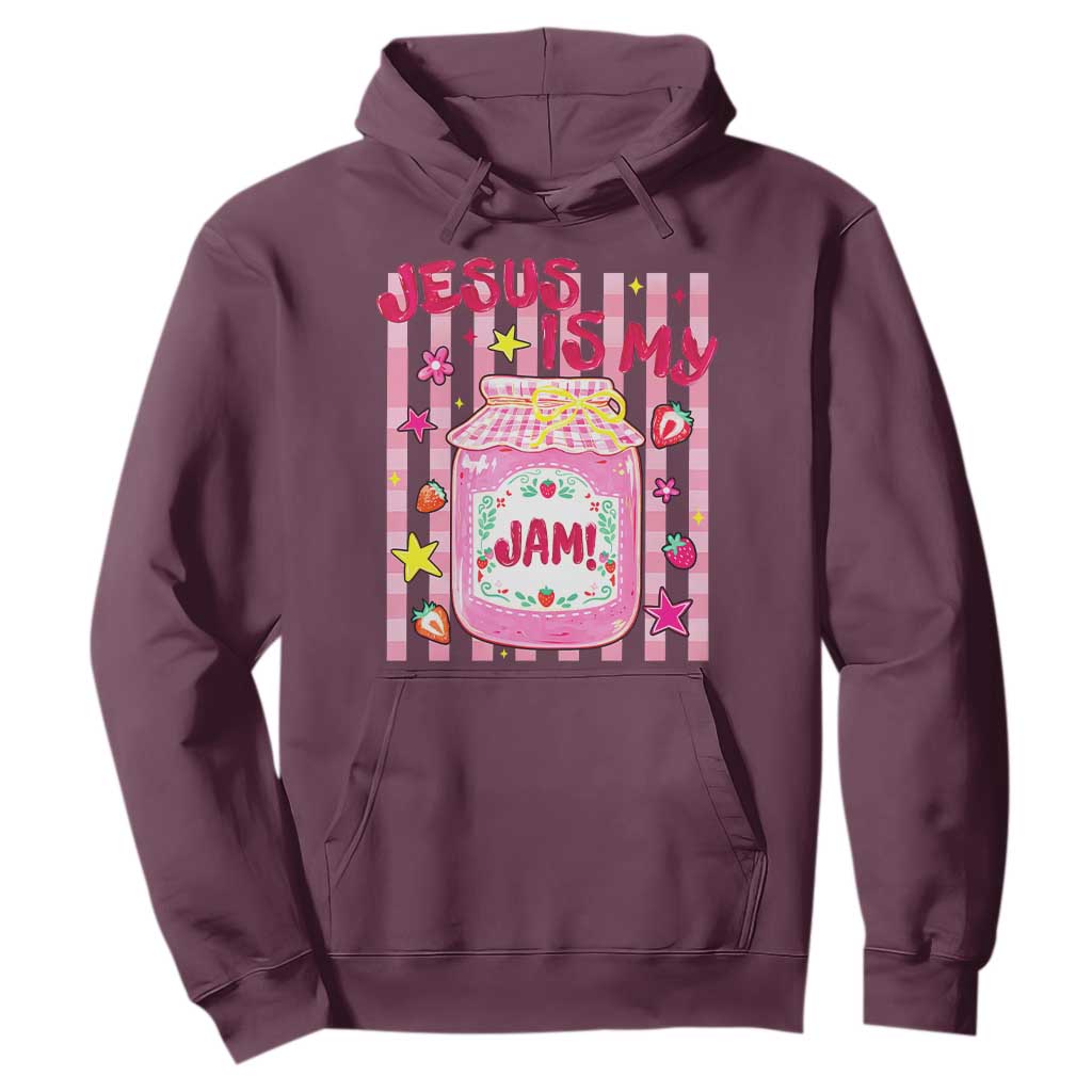 Cute Christian Faith Preppy Graphic Hoodie Jesus Is My Jam Strawberry Fruit Jar