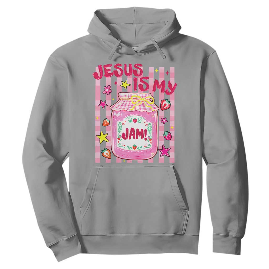 Cute Christian Faith Preppy Graphic Hoodie Jesus Is My Jam Strawberry Fruit Jar