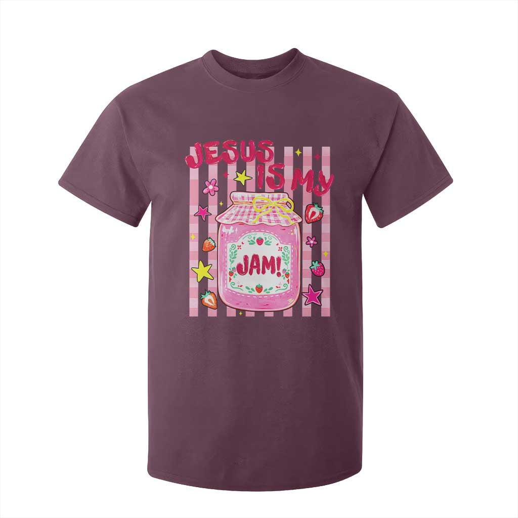 Cute Christian Faith Preppy Graphic T Shirt For Kid Jesus Is My Jam Strawberry Fruit Jar