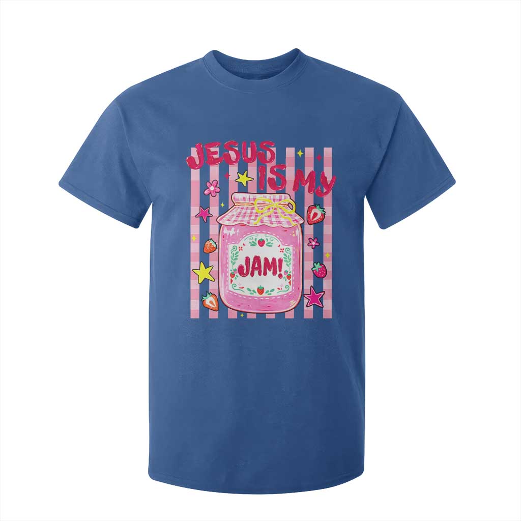 Cute Christian Faith Preppy Graphic T Shirt For Kid Jesus Is My Jam Strawberry Fruit Jar