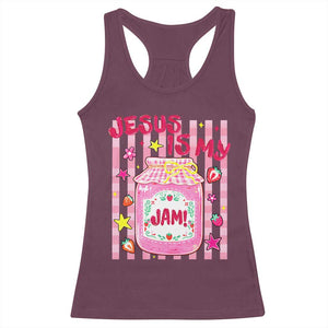 Cute Christian Faith Preppy Graphic Racerback Tank Top Jesus Is My Jam Strawberry Fruit Jar