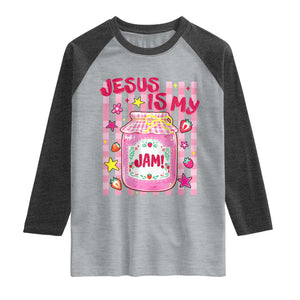 Cute Christian Faith Preppy Graphic Raglan Shirt Jesus Is My Jam Strawberry Fruit Jar