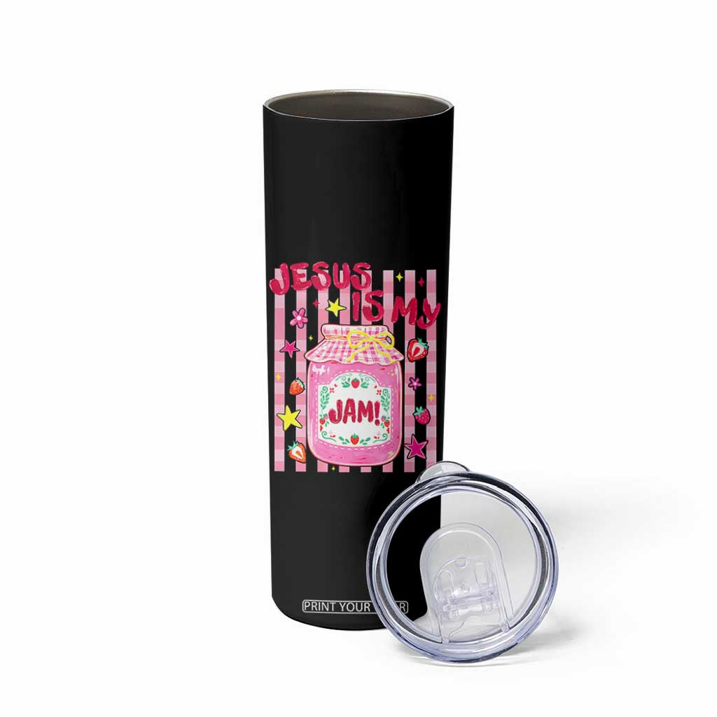 Cute Christian Faith Preppy Graphic Skinny Tumbler Jesus Is My Jam Strawberry Fruit Jar