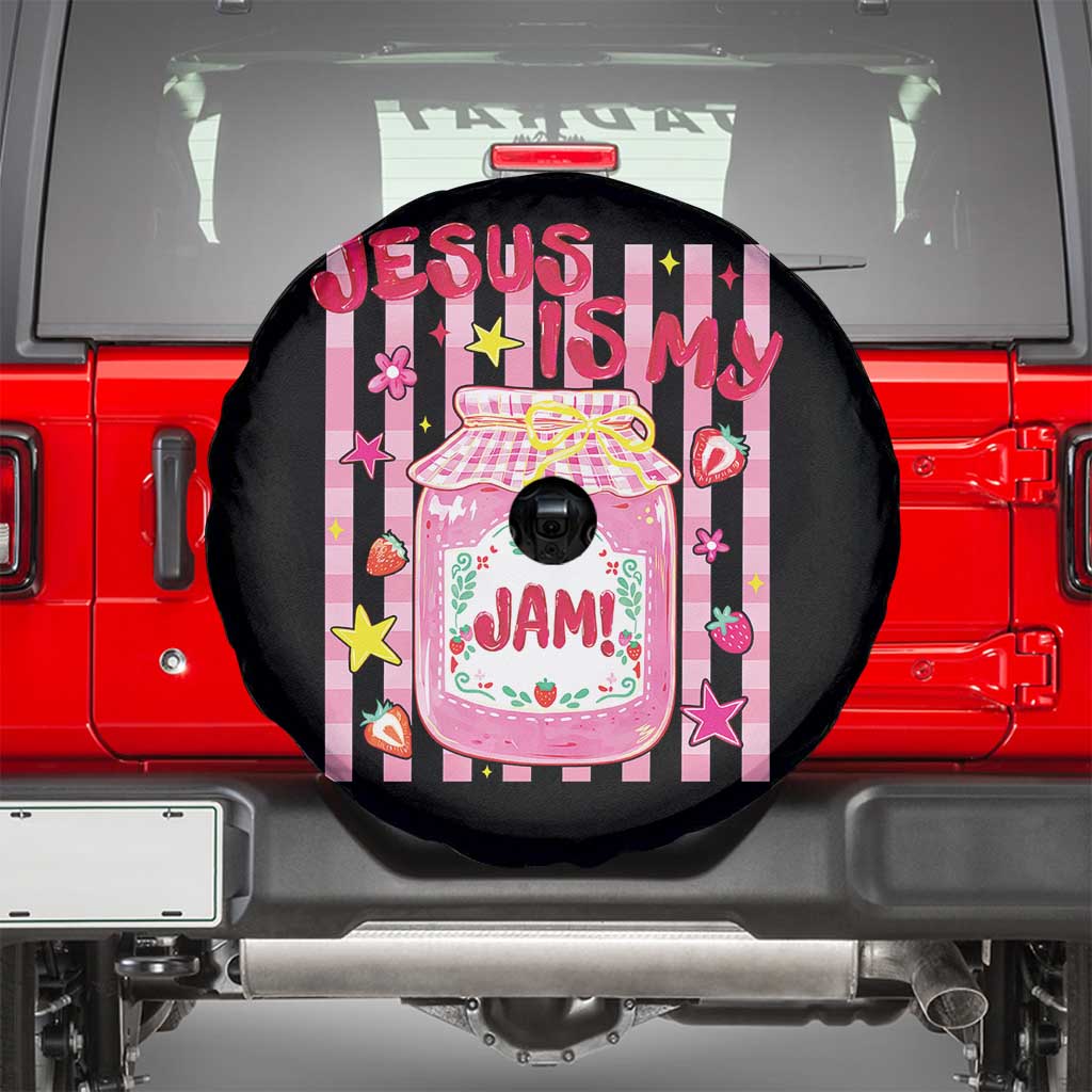 Cute Christian Faith Preppy Graphic Spare Tire Cover Jesus Is My Jam Strawberry Fruit Jar