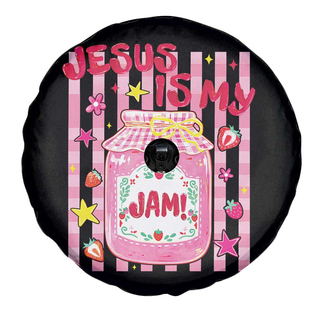 Cute Christian Faith Preppy Graphic Spare Tire Cover Jesus Is My Jam Strawberry Fruit Jar