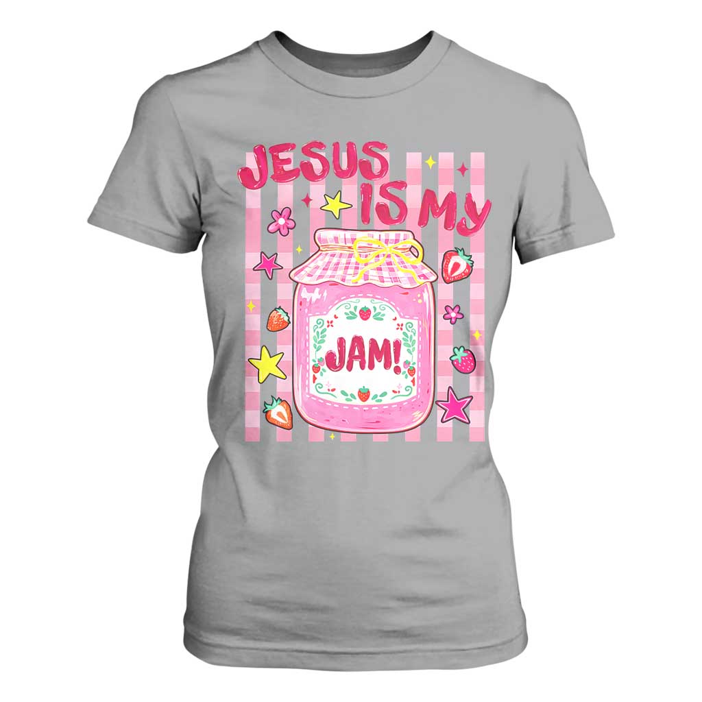 Cute Christian Faith Preppy Graphic T Shirt For Women Jesus Is My Jam Strawberry Fruit Jar