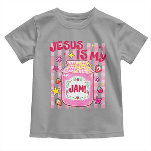 Cute Christian Faith Preppy Graphic Toddler T Shirt Jesus Is My Jam Strawberry Fruit Jar