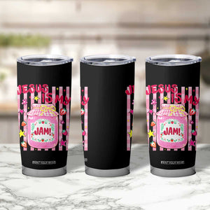 Cute Christian Faith Preppy Graphic Tumbler Cup Jesus Is My Jam Strawberry Fruit Jar