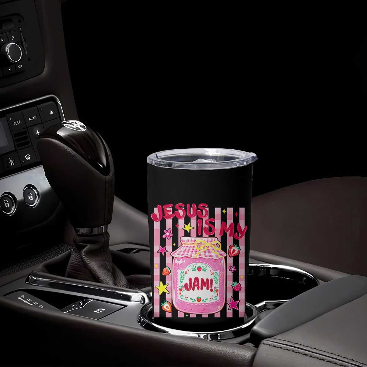 Cute Christian Faith Preppy Graphic Tumbler Cup Jesus Is My Jam Strawberry Fruit Jar
