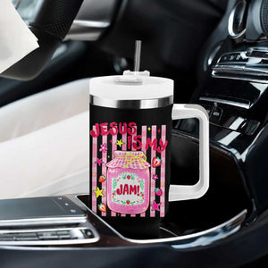 Cute Christian Faith Preppy Graphic Tumbler With Handle Jesus Is My Jam Strawberry Fruit Jar