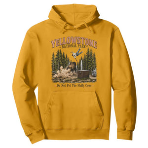 Do Not Pet The Fluffy Cows Yellowstone National Park Hoodie Funny Vintage Bison Tourist Attack Graphic