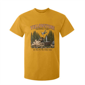 Do Not Pet The Fluffy Cows Yellowstone National Park T Shirt For Kid Funny Vintage Bison Tourist Attack Graphic