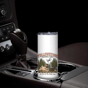 Do Not Pet The Fluffy Cows Yellowstone National Park Skinny Tumbler Funny Vintage Bison Tourist Attack Graphic