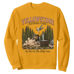 Do Not Pet The Fluffy Cows Yellowstone National Park Sweatshirt Funny Vintage Bison Tourist Attack Graphic