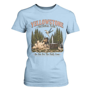 Do Not Pet The Fluffy Cows Yellowstone National Park T Shirt For Women Funny Vintage Bison Tourist Attack Graphic