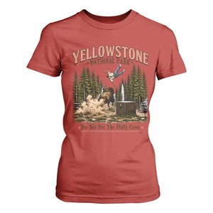 Do Not Pet The Fluffy Cows Yellowstone National Park T Shirt For Women Funny Vintage Bison Tourist Attack Graphic