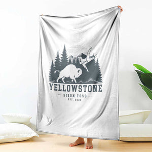 Yellowstone Bison Toss Est 2026 Throw Blanket Funny Sarcastic Tourist National Park Badge Graphic