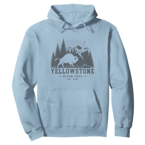 Yellowstone Bison Toss Est 2026 Hoodie Funny Sarcastic Tourist National Park Badge Graphic