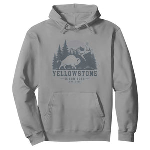Yellowstone Bison Toss Est 2026 Hoodie Funny Sarcastic Tourist National Park Badge Graphic