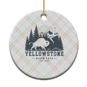 Yellowstone Bison Toss Est 2026 Ceramic Ornament Funny Sarcastic Tourist National Park Badge Graphic