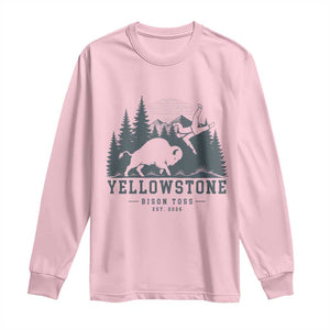 Yellowstone Bison Toss Est 2026 Long Sleeve Shirt Funny Sarcastic Tourist National Park Badge Graphic