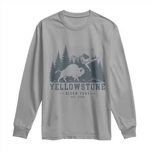 Yellowstone Bison Toss Est 2026 Long Sleeve Shirt Funny Sarcastic Tourist National Park Badge Graphic