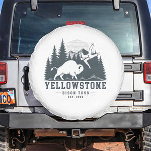 Yellowstone Bison Toss Est 2026 Spare Tire Cover Funny Sarcastic Tourist National Park Badge Graphic