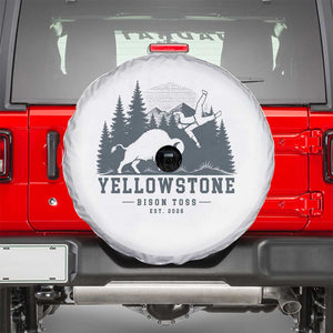 Yellowstone Bison Toss Est 2026 Spare Tire Cover Funny Sarcastic Tourist National Park Badge Graphic