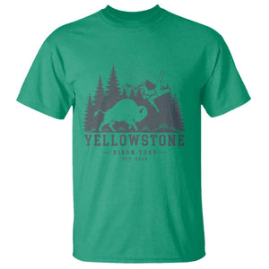 Yellowstone Bison Toss Est 2026 T Shirt Funny Sarcastic Tourist National Park Badge Graphic