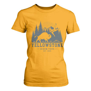 Yellowstone Bison Toss Est 2026 T Shirt For Women Funny Sarcastic Tourist National Park Badge Graphic